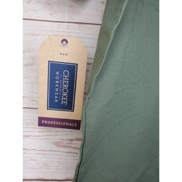 Men's Tall Olive Green 2-Way Stretch Scrub Top Style WW695T - Durable - Picture 11 of 12